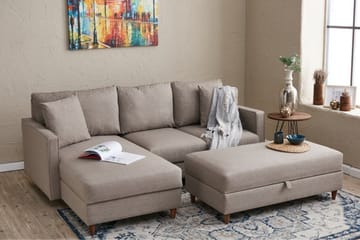 Braneles Sofa med Sjeselong 4-seter - Beige - Møbler - Sofaer - Sofaer med sjeselong - 4 seters sofa med divan