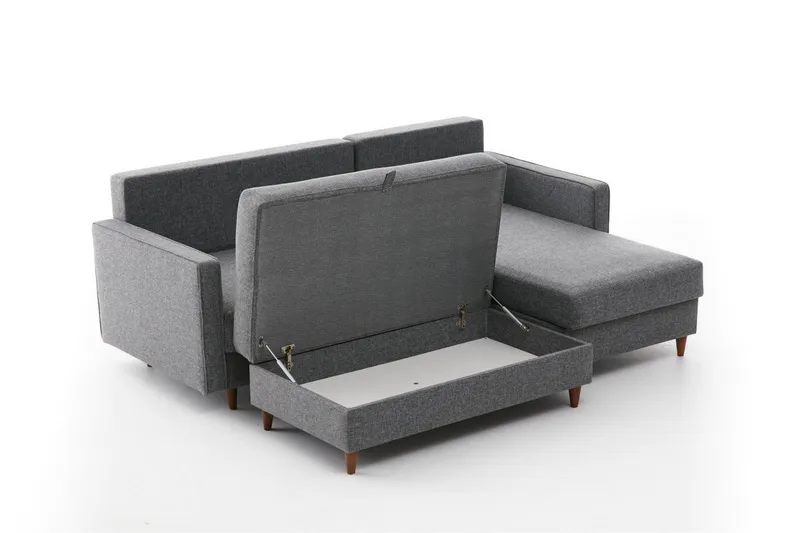 Braneles Sofa med Sjeselong 4-seter - Grå - Møbler - Sofaer - Sofaer med sjeselong - 4 seters sofa med divan