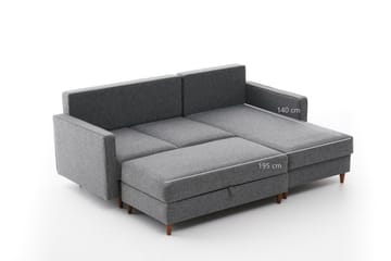 Braneles Sofa med Sjeselong 4-seter - Grå - Møbler - Sofaer - Sofaer med sjeselong - 4 seters sofa med divan