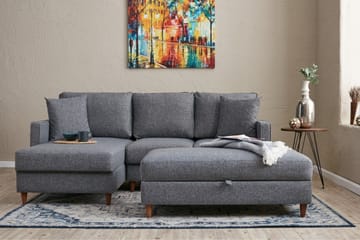 Braneles Sofa med Sjeselong 4-seter - Grå - Møbler - Sofaer - Sofaer med sjeselong - 4 seters sofa med divan