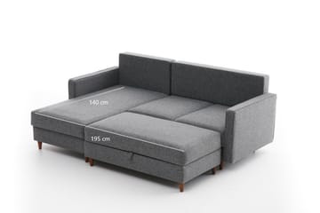 Braneles Sofa med Sjeselong 4-seter - Grå - Møbler - Sofaer - Sofaer med sjeselong - 4 seters sofa med divan