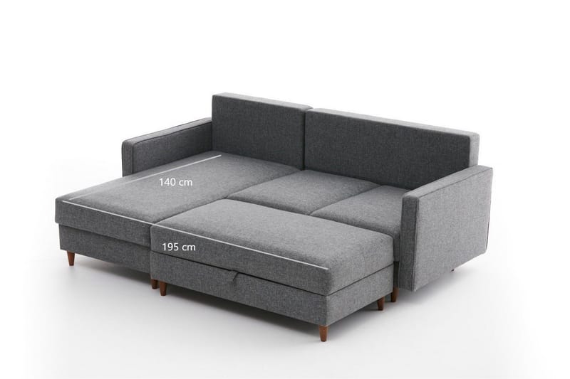 Braneles Sofa med Sjeselong 4-seter - Grå - Møbler - Sofaer - Sofaer med sjeselong - 4 seters sofa med divan
