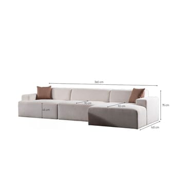 Branorin 4-seters sofa med Sjeselong - Hvit - Møbler - Sofaer - Sofaer med sjeselong - 4 seters sofa med divan