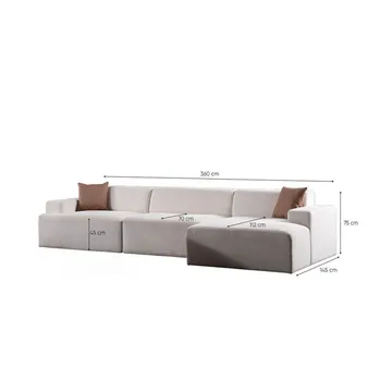 Branorin 4-seters sofa med Sjeselong - Hvit - Møbler - Sofaer - Sofaer med sjeselong - 4 seters sofa med divan