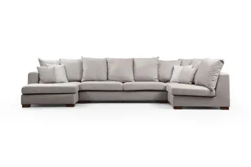 Castelloli 4-seter U-formet Hjørnesofa med Divan og Sjeselong i Stoff - Lysegrå - Møbler - Sofaer - Hjørnesofaer - Hjørnesofa med divan