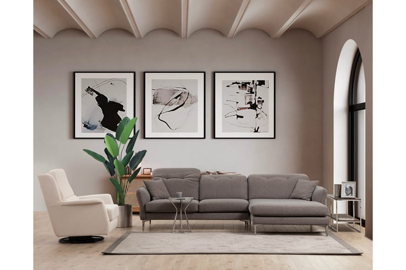 Chandara Sofa med Divan 3-seter - Grå - Møbler - Sofaer - Sofaer med sjeselong - 3 seters sofa med divan