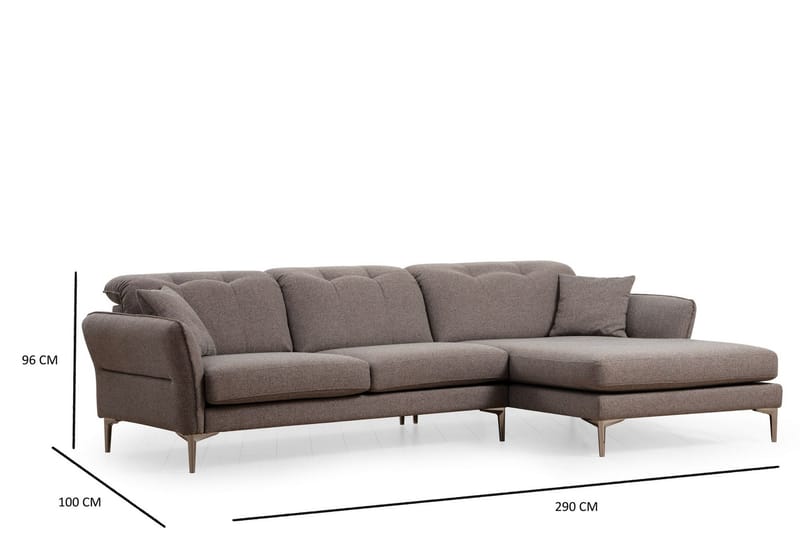 Chandara Sofa med Divan 3-seter - Grå - Møbler - Sofaer - Sofaer med sjeselong - 3 seters sofa med divan