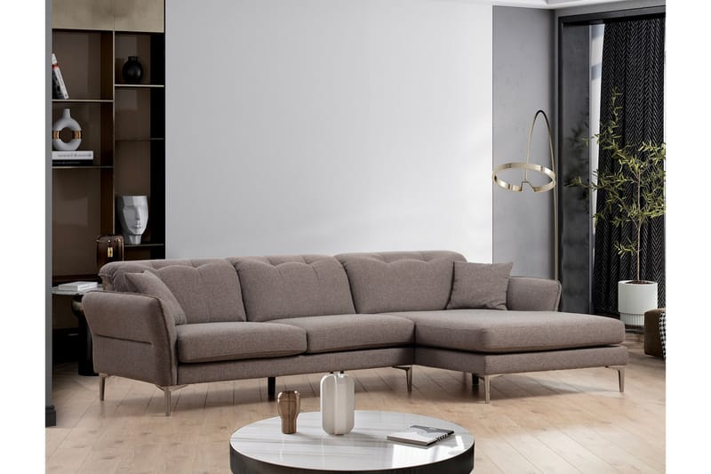 Chandara Sofa med Divan 3-seter - Grå - Møbler - Sofaer - Sofaer med sjeselong - 3 seters sofa med divan