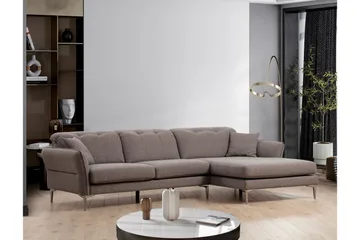 Chandara Sofa med Divan 3-seter - Grå - Møbler - Sofaer - Sofaer med sjeselong - 3 seters sofa med divan