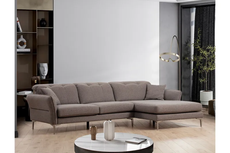 Chandara Sofa med Divan 3-seter - Grå - Møbler - Sofaer - Sofaer med sjeselong - 3 seters sofa med divan