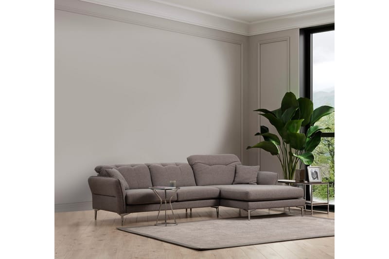 Chandara Sofa med Divan 3-seter - Grå - Møbler - Sofaer - Sofaer med sjeselong - 3 seters sofa med divan