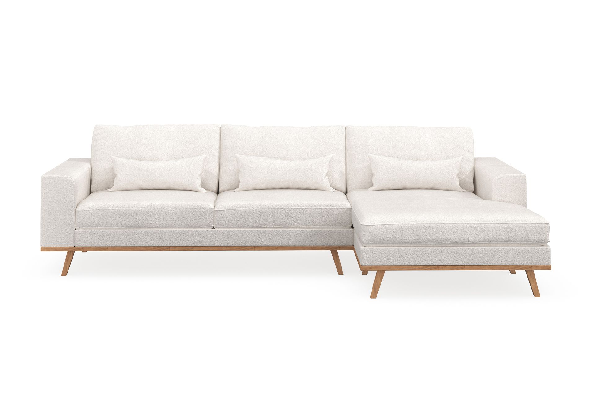 Copenhagen 4-seters Høyrevendt L-formet Divansofa i Bouclé - Hvit - Møbler - Sofaer - Sofaer med sjeselong - 4 seters sofa med divan