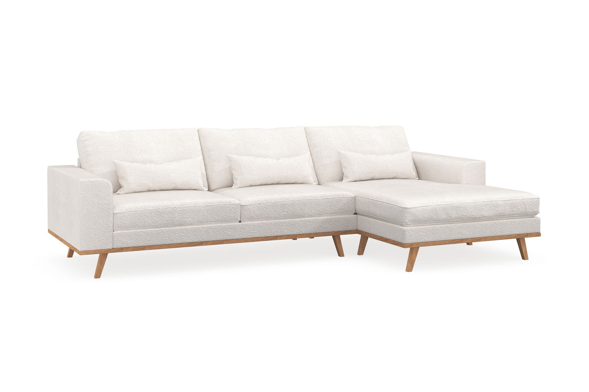 Copenhagen 4-seters Høyrevendt L-formet Divansofa i Bouclé - Hvit - Møbler - Sofaer - Sofaer med sjeselong - 4 seters sofa med divan