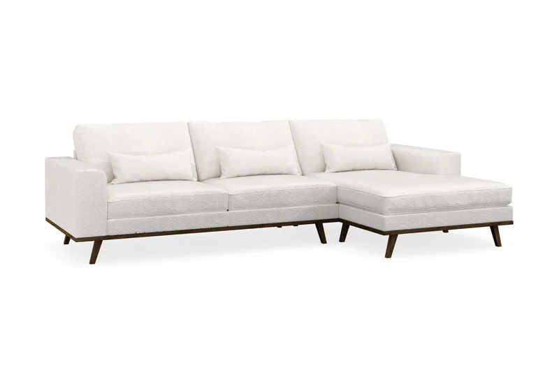 Copenhagen 4-seters Høyrevendt L-formet Divansofa i Bouclé - Hvit - Møbler - Sofaer - Sofaer med sjeselong - 4 seters sofa med divan