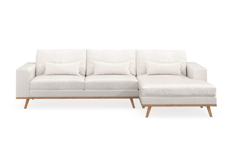 Copenhagen 4-seters Høyrevendt L-formet Divansofa i Bouclé - Hvit - Møbler - Sofaer - Sofaer med sjeselong - 4 seters sofa med divan
