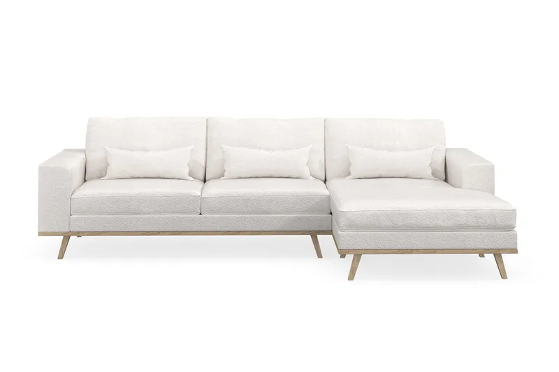 Copenhagen 4-seters Høyrevendt L-formet Divansofa i Bouclé, Hvit