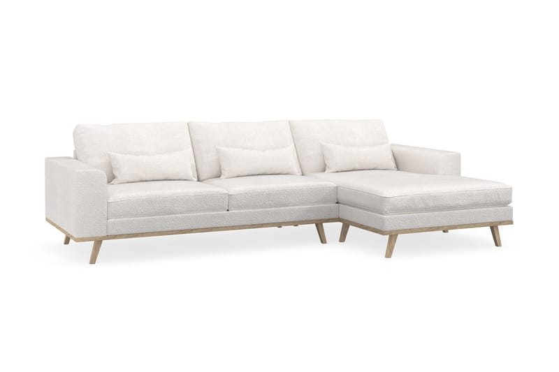 Copenhagen 4-seters Høyrevendt L-formet Divansofa i Bouclé - Hvit - Møbler - Sofaer - Sofaer med sjeselong - 4 seters sofa med divan