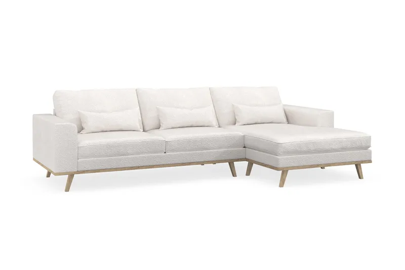 Copenhagen 4-seters Høyrevendt L-formet Divansofa i Bouclé - Hvit - Møbler - Sofaer - Sofaer med sjeselong - 4 seters sofa med divan