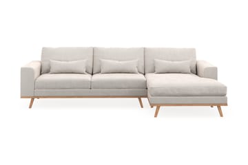 Copenhagen 4-seters Høyrevendt L-formet Divansofa i Fløyel - Kremhvit - Møbler - Sofaer - Sofaer med sjeselong - 4 seters sofa med divan