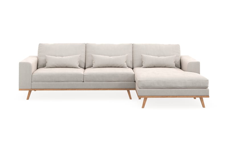Copenhagen 4-seters Høyrevendt L-formet Divansofa i Fløyel - Kremhvit - Møbler - Sofaer - Sofaer med sjeselong - 4 seters sofa med divan