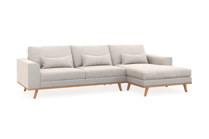 Copenhagen 4-seters Høyrevendt L-formet Divansofa i Fløyel - Kremhvit - Møbler - Sofaer - Sofaer med sjeselong - 4 seters sofa med divan