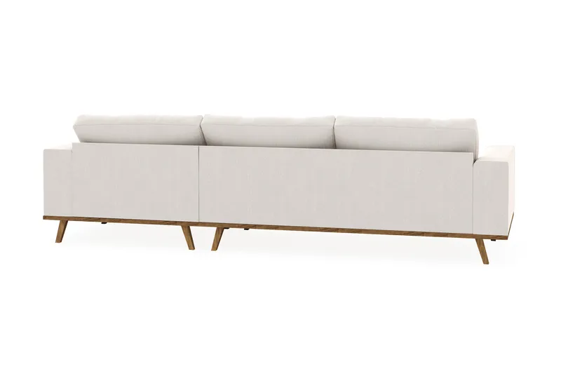 Copenhagen 4-seters Høyrevendt L-formet Divansofa i Fløyel - Kremhvit - Møbler - Sofaer - Sofaer med sjeselong - 4 seters sofa med divan