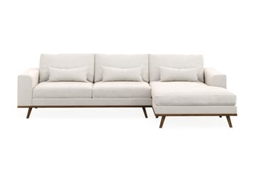 Copenhagen 4-seters Høyrevendt L-formet Divansofa i Fløyel - Kremhvit - Møbler - Sofaer - Sofaer med sjeselong - 4 seters sofa med divan