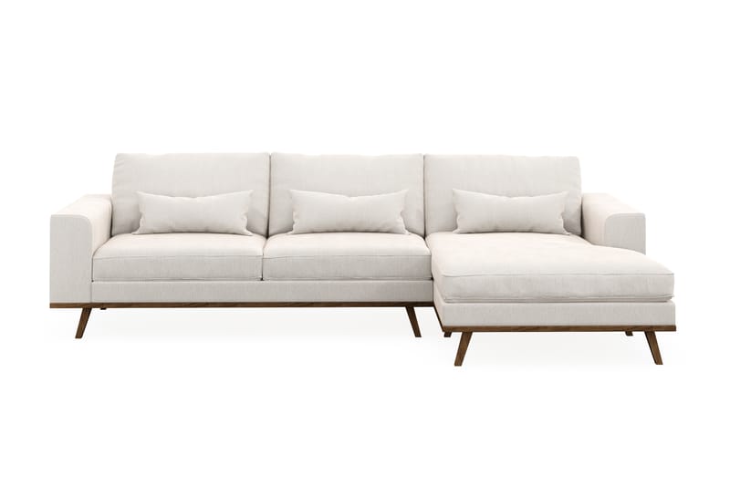 Copenhagen 4-seters Høyrevendt L-formet Divansofa i Fløyel - Kremhvit - Møbler - Sofaer - Sofaer med sjeselong - 4 seters sofa med divan