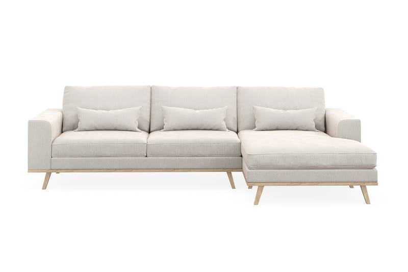 Copenhagen 4-seters Høyrevendt L-formet Divansofa i Fløyel - Kremhvit - Møbler - Sofaer - Sofaer med sjeselong - 4 seters sofa med divan