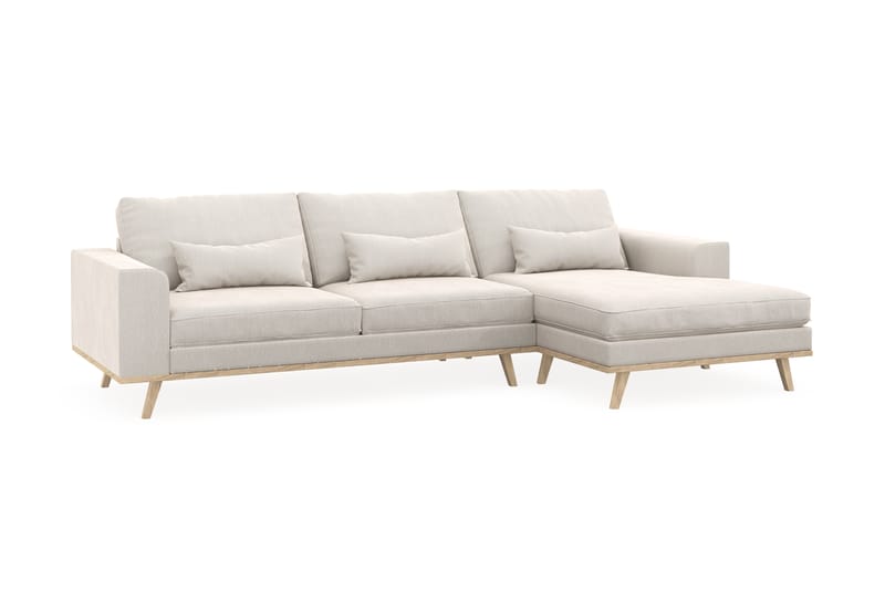 Copenhagen 4-seters Høyrevendt L-formet Divansofa i Fløyel - Kremhvit - Møbler - Sofaer - Sofaer med sjeselong - 4 seters sofa med divan