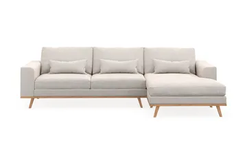 Copenhagen 4-seters Høyrevendt L-formet Divansofa i Fløyel - Kremhvit - Møbler - Sofaer - Sofaer med sjeselong - 4 seters sofa med divan