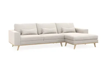 Copenhagen 4-seters Høyrevendt L-formet Divansofa i Fløyel - Kremhvit - Møbler - Sofaer - Sofaer med sjeselong - 4 seters sofa med divan
