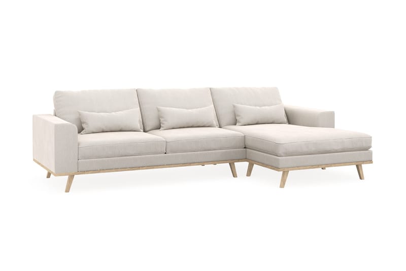 Copenhagen 4-seters Høyrevendt L-formet Divansofa i Fløyel - Kremhvit - Møbler - Sofaer - Sofaer med sjeselong - 4 seters sofa med divan