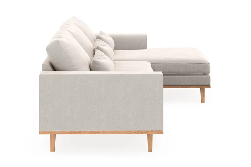 Copenhagen 4-seters Høyrevendt L-formet Divansofa i Fløyel - Kremhvit - Møbler - Sofaer - Sofaer med sjeselong - 4 seters sofa med divan