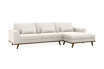 Copenhagen 4-seters Høyrevendt L-formet Divansofa i Fløyel - Kremhvit - Møbler - Sofaer - Sofaer med sjeselong - 4 seters sofa med divan