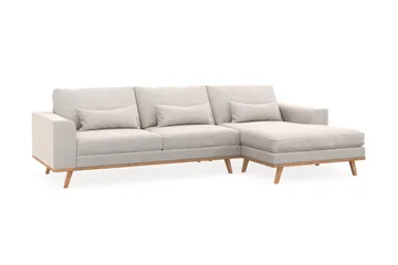 Copenhagen 4-seters Høyrevendt L-formet Divansofa i Fløyel - Kremhvit - Møbler - Sofaer - Sofaer med sjeselong - 4 seters sofa med divan