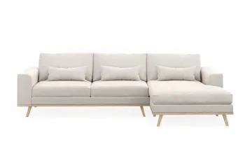 Copenhagen 4-seters Høyrevendt L-formet Divansofa i Fløyel - Kremhvit - Møbler - Sofaer - Sofaer med sjeselong - 4 seters sofa med divan