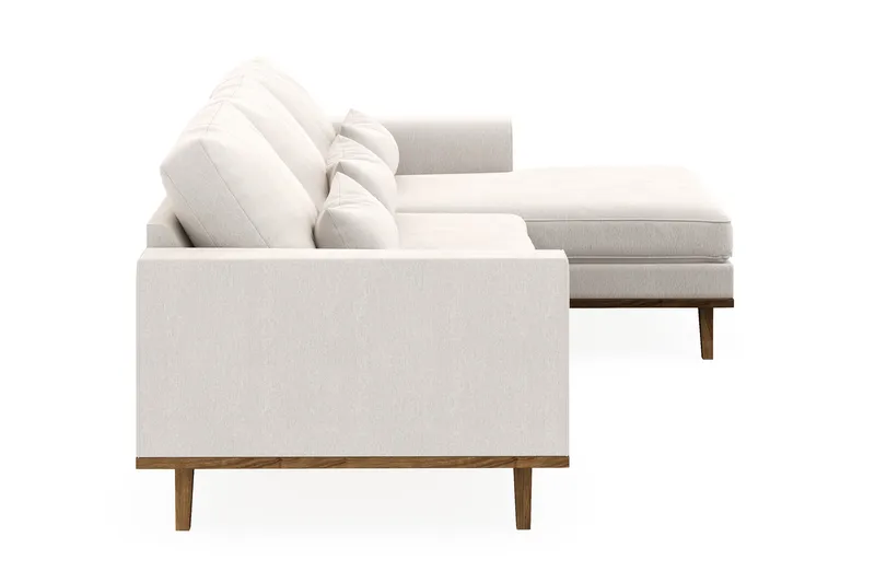 Copenhagen 4-seters Høyrevendt L-formet Divansofa i Fløyel - Kremhvit - Møbler - Sofaer - Sofaer med sjeselong - 4 seters sofa med divan