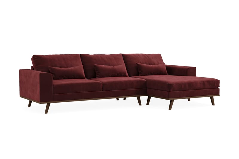 Copenhagen 4-seters Høyrevendt L-formet Divansofa i Fløyel - Lilla - Møbler - Sofaer - Sofaer med sjeselong - 4 seters sofa med divan
