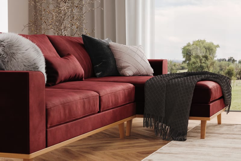 Copenhagen 4-seters Høyrevendt L-formet Divansofa i Fløyel - Lilla - Møbler - Sofaer - Sofaer med sjeselong - 4 seters sofa med divan