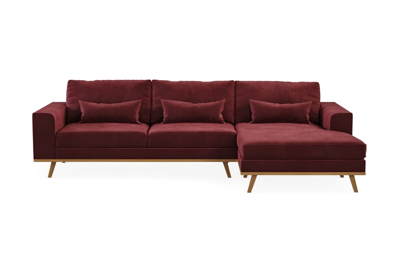 Copenhagen 4-seters Høyrevendt L-formet Divansofa i Fløyel - Lilla - Møbler - Sofaer - Sofaer med sjeselong - 4 seters sofa med divan