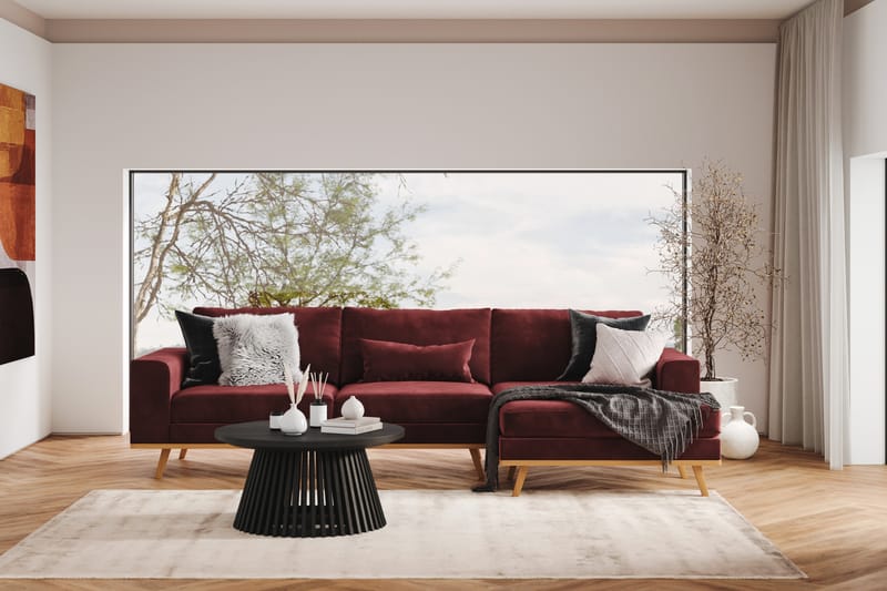 Copenhagen 4-seters Høyrevendt L-formet Divansofa i Fløyel - Lilla - Møbler - Sofaer - Sofaer med sjeselong - 4 seters sofa med divan