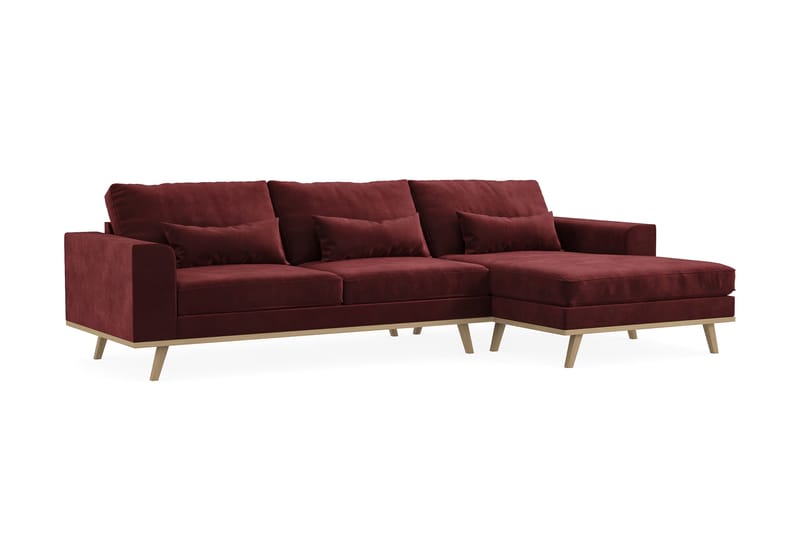 Copenhagen 4-seters Høyrevendt L-formet Divansofa i Fløyel - Lilla - Møbler - Sofaer - Sofaer med sjeselong - 4 seters sofa med divan