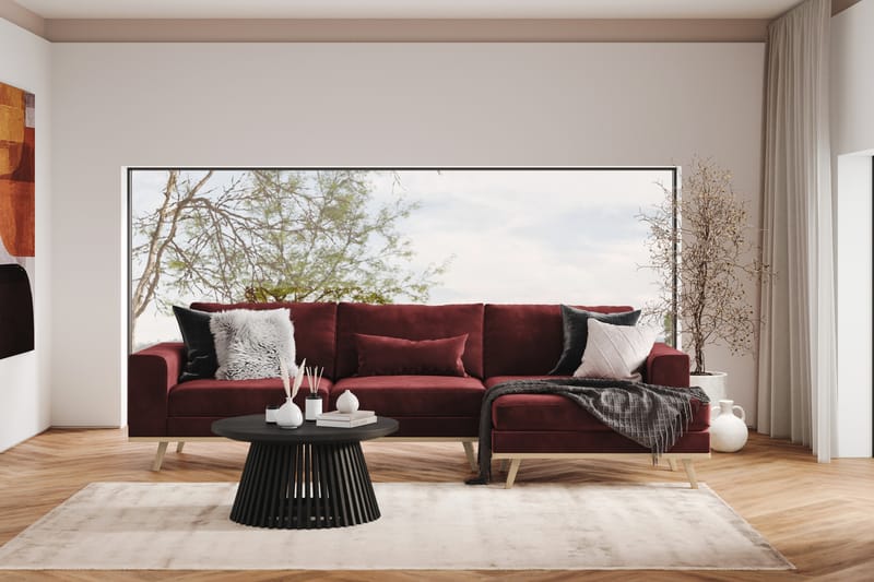 Copenhagen 4-seters Høyrevendt L-formet Divansofa i Fløyel - Lilla - Møbler - Sofaer - Sofaer med sjeselong - 4 seters sofa med divan