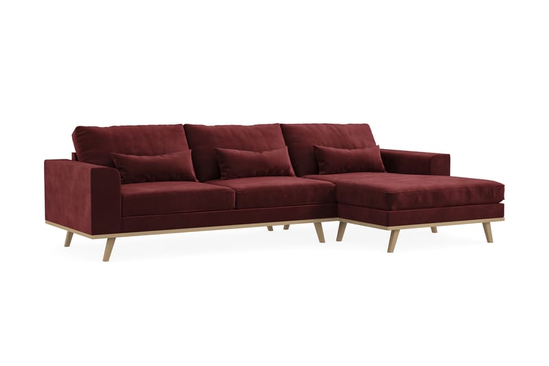Copenhagen 4-seters Høyrevendt L-formet Divansofa i Fløyel - Lilla - Møbler - Sofaer - Sofaer med sjeselong - 4 seters sofa med divan