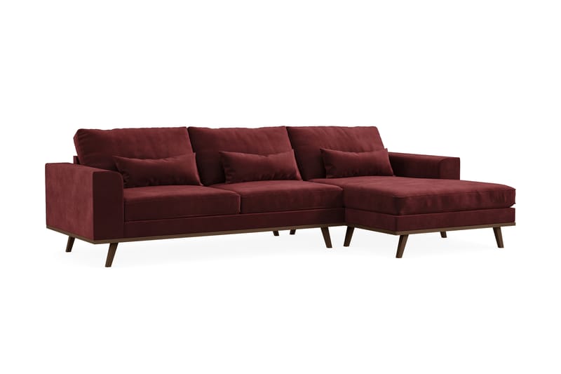 Copenhagen 4-seters Høyrevendt L-formet Divansofa i Fløyel - Lilla - Møbler - Sofaer - Sofaer med sjeselong - 4 seters sofa med divan