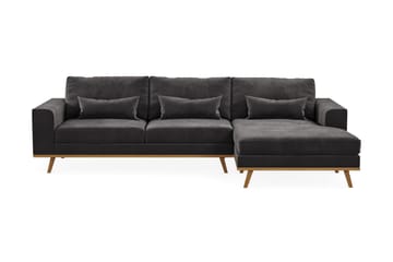 Copenhagen 4-seters Høyrevendt L-formet Divansofa i Fløyel - Mørk grå - Møbler - Sofaer - Sofaer med sjeselong - 4 seters sofa med divan