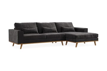 Copenhagen 4-seters Høyrevendt L-formet Divansofa i Fløyel - Mørk grå - Møbler - Sofaer - Sofaer med sjeselong - 4 seters sofa med divan