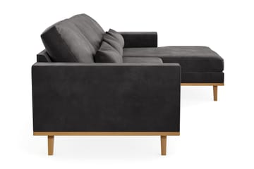 Copenhagen 4-seters Høyrevendt L-formet Divansofa i Fløyel - Mørk grå - Møbler - Sofaer - Sofaer med sjeselong - 4 seters sofa med divan