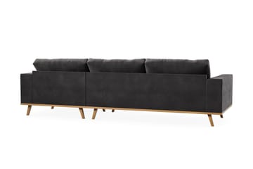 Copenhagen 4-seters Høyrevendt L-formet Divansofa i Fløyel - Mørk grå - Møbler - Sofaer - Sofaer med sjeselong - 4 seters sofa med divan